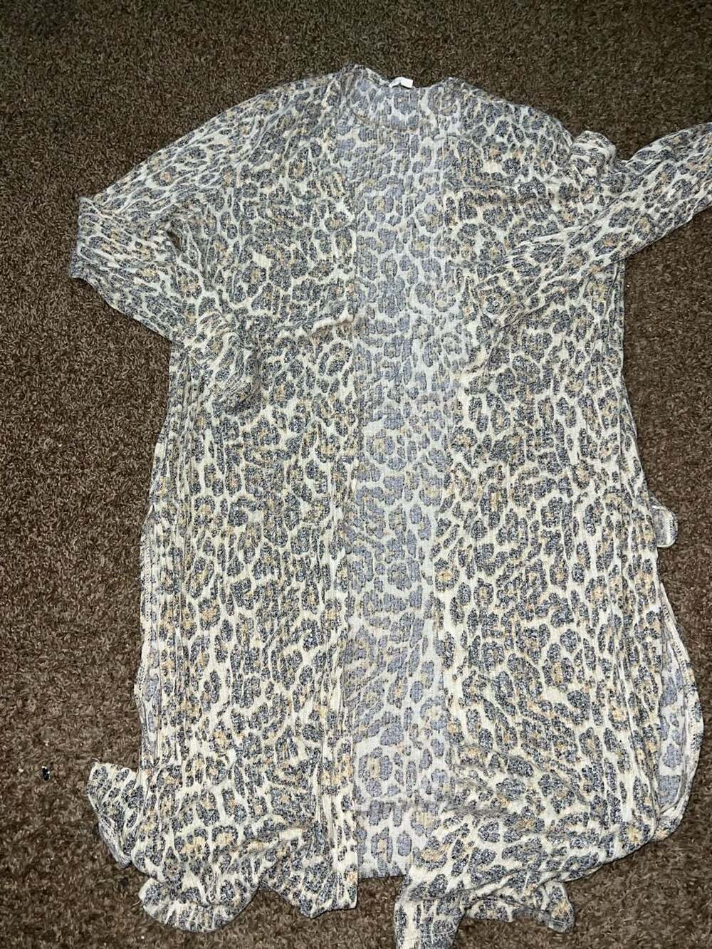 Another Reason Leopard Print Longline Open Front Duster Cardigan